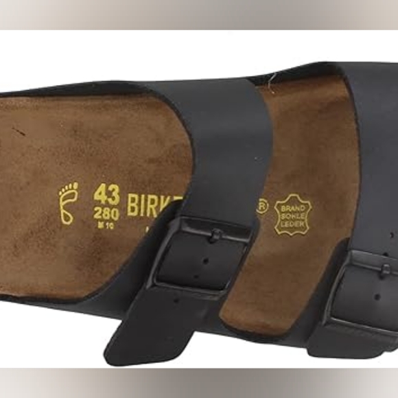 Birkenstock Men's Arizona Birko Flor Sandals, Black 43 M, Regular Width - Picture 2 of 14